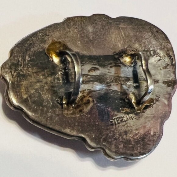 Vtg Picture Jasper Pendant Artisan Silver 925 Necklace Southwest Twisted Torque - Picture 6 of 11